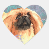 Elegant Pekingese Herz-Aufkleber (Vorderseite)