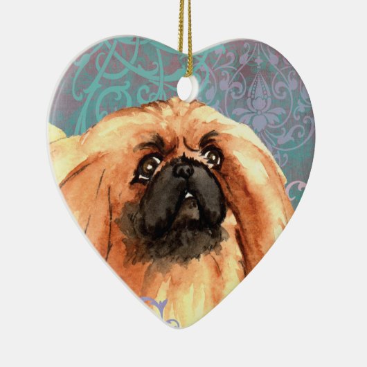 Elegant Pekingese Keramik Ornament (Rechts)