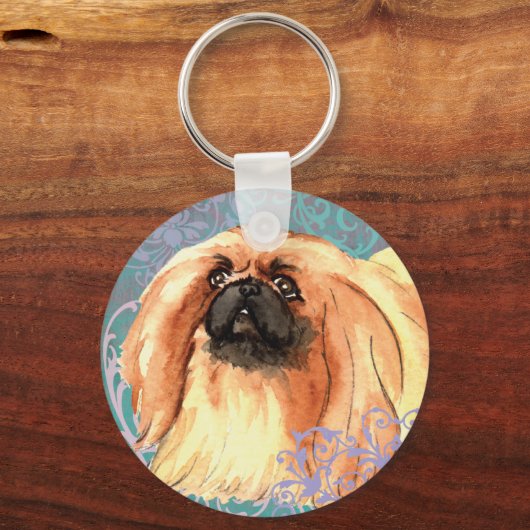 Elegant Pekingese Schlüsselanhänger (Vorderseite)