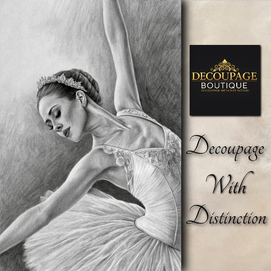 Elegant Pencil Ballerina Decoupage Seidenpapier