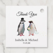 Elegant Penguin Couple Danke für Hochzeit Geschenkanhänger (Rückseite)