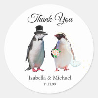 Elegant Penguin Couple Danke für Hochzeit