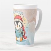 Elegant Penguin Reading Latte Art Coffee Mug Milchtasse (Rechte Ecke)