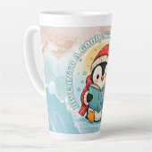 Elegant Penguin Reading Latte Art Coffee Mug Milchtasse (Linke Ecke)