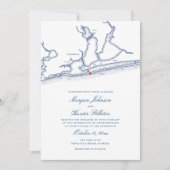 Elegant Pensacola Beach FL Map Wedding Einladung (Vorderseite)