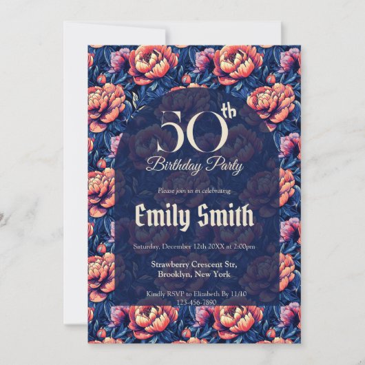 Elegant Peonies Flower Outdoor Birthday Einladung (Vorderseite)