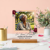 Elegant Peonies Gold Frame Photo Funeral Acrylschild (Hochzeit)