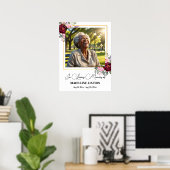 Elegant Peonies Gold Frame Photo Funeral  Poster (Heimbüro)