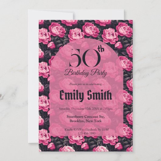 Elegant Peonies Petal 5Th Birthday Einladung (Vorderseite)