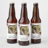 Elegant Peonies Photo Funeral Bierflaschenetikett (Flaschen)