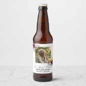 Elegant Peonies Photo Funeral Bierflaschenetikett (Vorderseite)