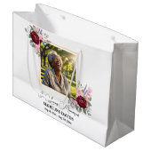 Elegant Peonies Photo Funeral Keepsake Große Geschenktüte (Vorderseite Schrägansicht)