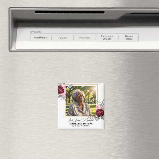Elegant Peonies Photo Funeral Keepsake  Magnet (In Situ (Geschirrspüler))