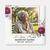 Elegant Peonies Photo Funeral Keepsake  Magnet (Vorne)