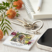 Elegant Peonies Photo Funeral Keepsake Schlüsselanhänger (Vorderseite rechts)