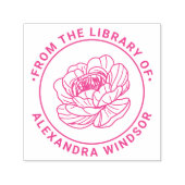 Elegant Peony Bloom Library Name Permastempel (Design)