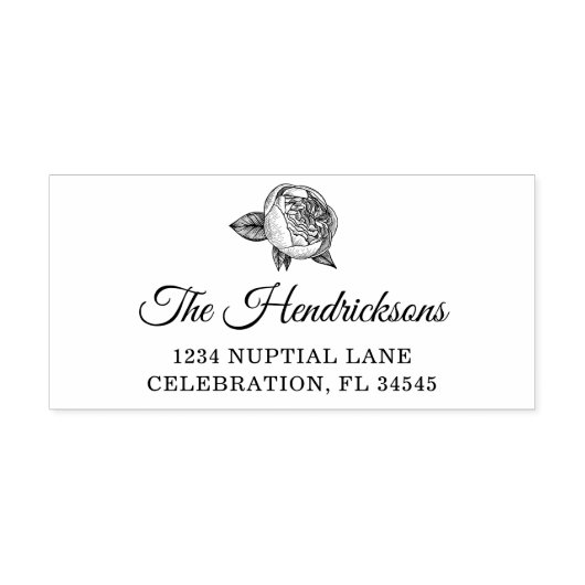 Elegant Peony Blume Address Gummistempel (Prägung)