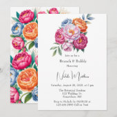 Elegant Peony Bouquet Bridesmaids Luncheon Einladung (Vorne/Hinten)