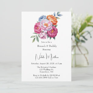 Elegant Peony Bouquet Bridesmaids Luncheon Einladung