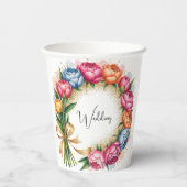 Elegant Peony Bouquet Wedding Pappbecher (Rückseite)