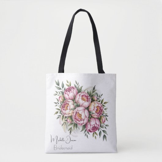 Elegant Peony Floral Bridesmaids Gefallen Tasche (Vorderseite)