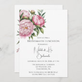 Elegant Peony Floral Bridesmaids Luncheon Einladung (Vorne/Hinten)