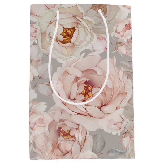 Elegant Peony Mittlere Geschenktüte (Vorderseite)