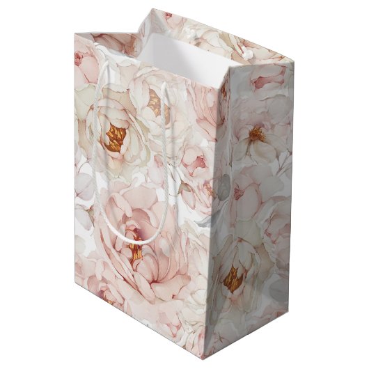 Elegant Peony Mittlere Geschenktüte (Rückseite Schrägansicht)