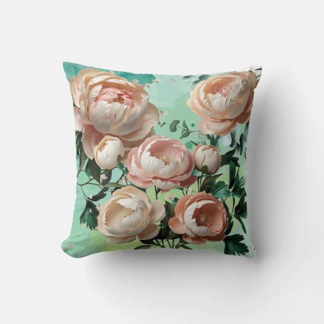Elegant Peony Throw Kissenfloral Zuhause Décor Kissen (Vorderseite)