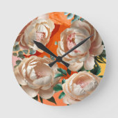 Elegant Peony Throw Kissenfloral Zuhause Décor Runde Wanduhr (Vorderseite)