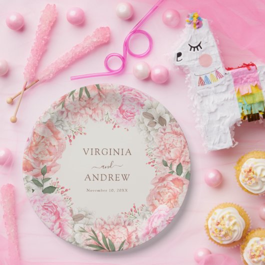 Elegant Peony Wedding Pappteller (Party)