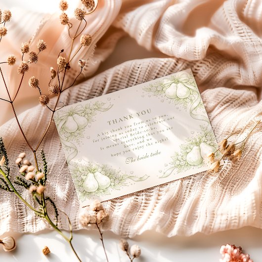 Elegant Perfect Pair Pear Bridal Shower Dankeskarte