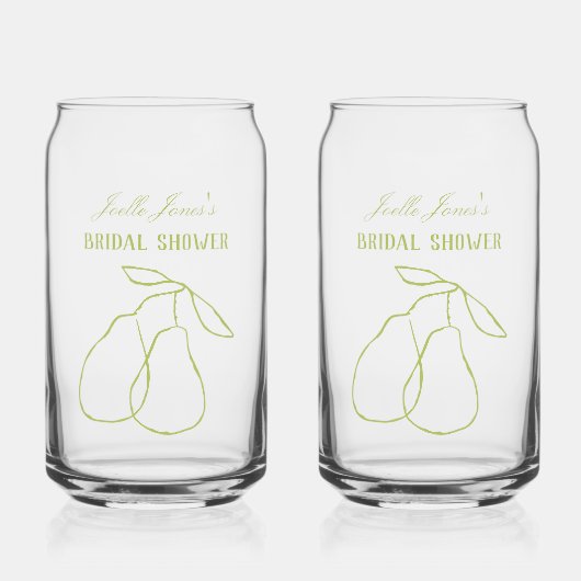 Elegant Perfect Pear Illustration Brautparty Dosenglas (Vorderseite)