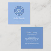 Elegant Periwinkle Blue Beruflich Monogram Quadratische Visitenkarte (Vorne/Hinten)