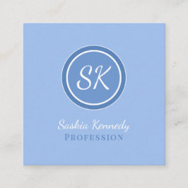 Elegant Periwinkle Blue Beruflich Monogram Quadratische Visitenkarte