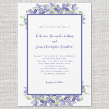 Elegant Periwinkle Blue Floral Watercolor Wedding