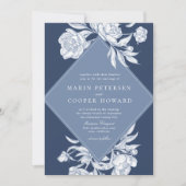 Elegant Periwinkle Blue Floral Wedding Einladung (Vorderseite)