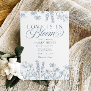 Elegant Periwinkle Blue Wildblume Brautparty Einladung