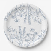 Elegant Periwinkle Blue Wildblume Brautparty Pappteller (Vorderseite)