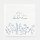 Elegant Periwinkle Blue Wildblume Brautparty Serviette (Vorderseite)