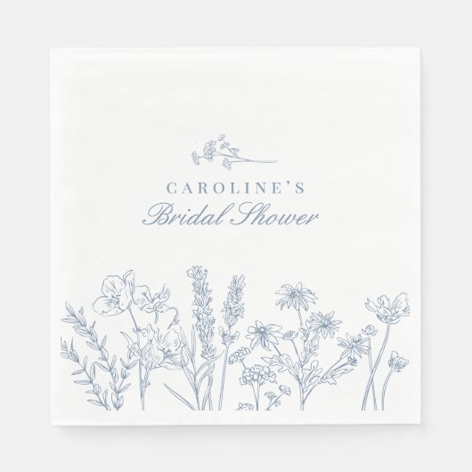 Elegant Periwinkle Blue Wildblume Brautparty Serviette (Vorderseite)
