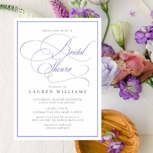 Elegant Periwinkle Calligraphy Brautparty Einladung