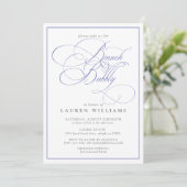Elegant Periwinkle Calligraphy Brunch & Bubbly Einladung (Stehend Vorderseite)