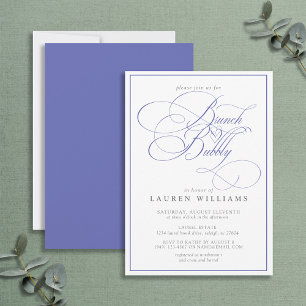 Elegant Periwinkle Calligraphy Brunch & Bubbly Einladung