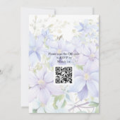 Elegant Periwinkle Clematis Foto QR Code Wedding Einladung (Rückseite)