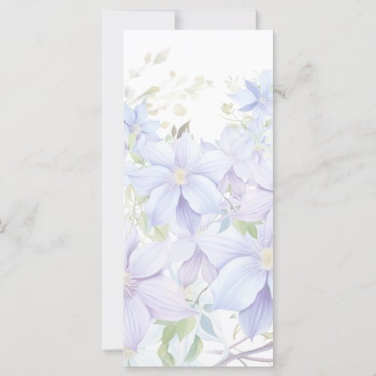 Elegant Periwinkle Clematis Hochzeitsprogramm (Rückseite)