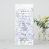 Elegant Periwinkle Clematis Hochzeitsprogramm (Stehend Vorderseite)