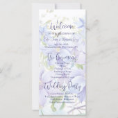 Elegant Periwinkle Clematis Hochzeitsprogramm (Vorderseite)