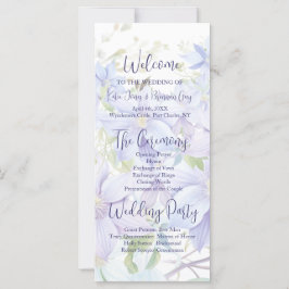 Elegant Periwinkle Clematis Hochzeitsprogramm