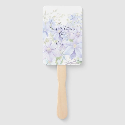 Elegant Periwinkle Clematis Hochzeitsprogramm Fächer (Rückseite)